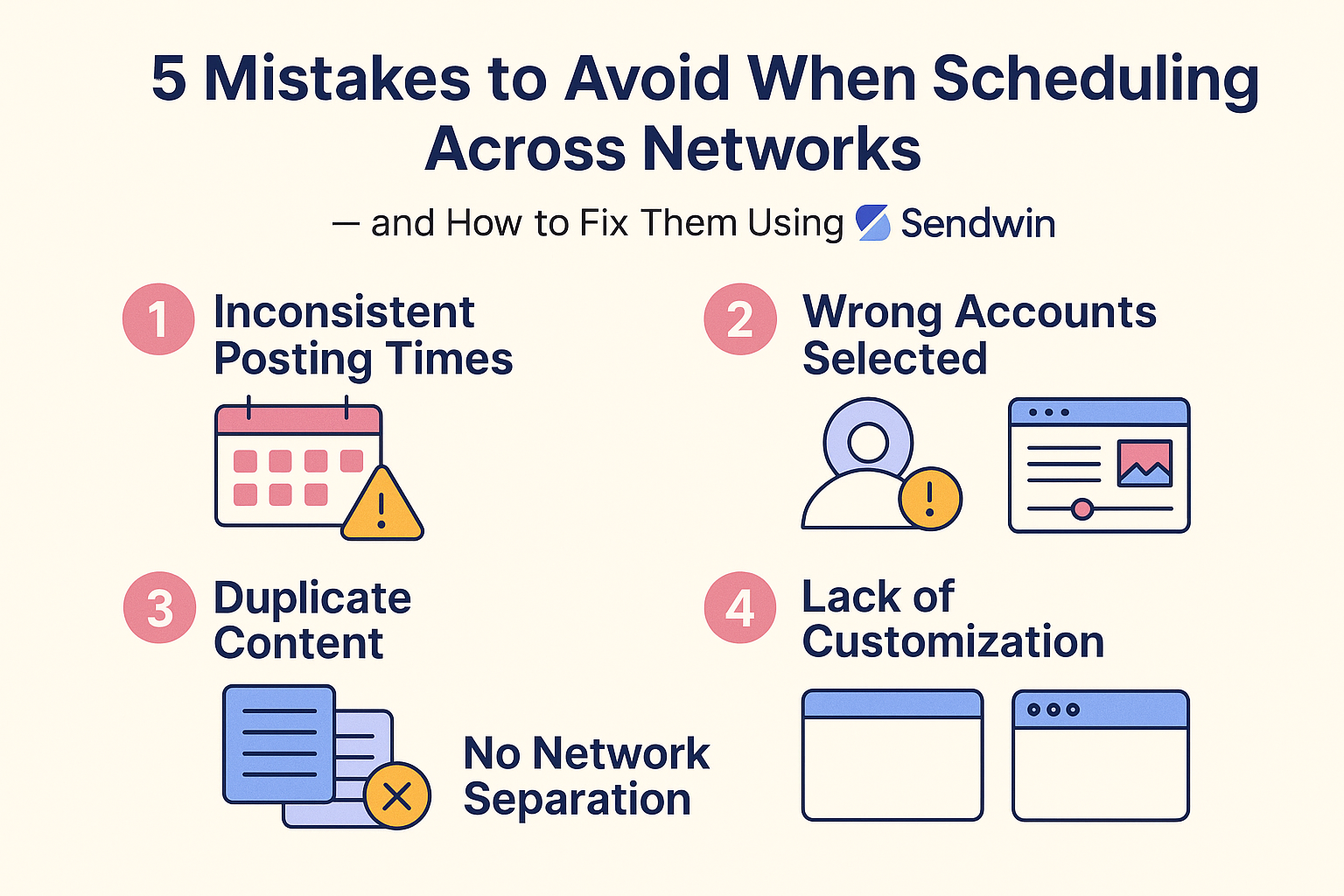 5 Mistakes to Avoid When Scheduling Across Networks — and How to Fix Them Using Sendwin
