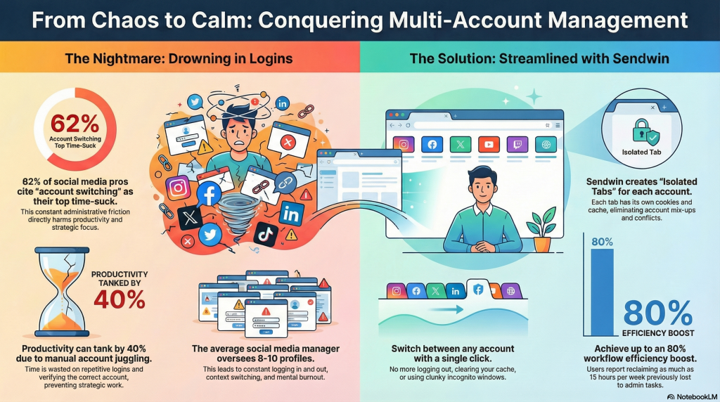 How I Manage 10+ Social Media Accounts Without Losing My Mind (Sendwin Changed Everything!)