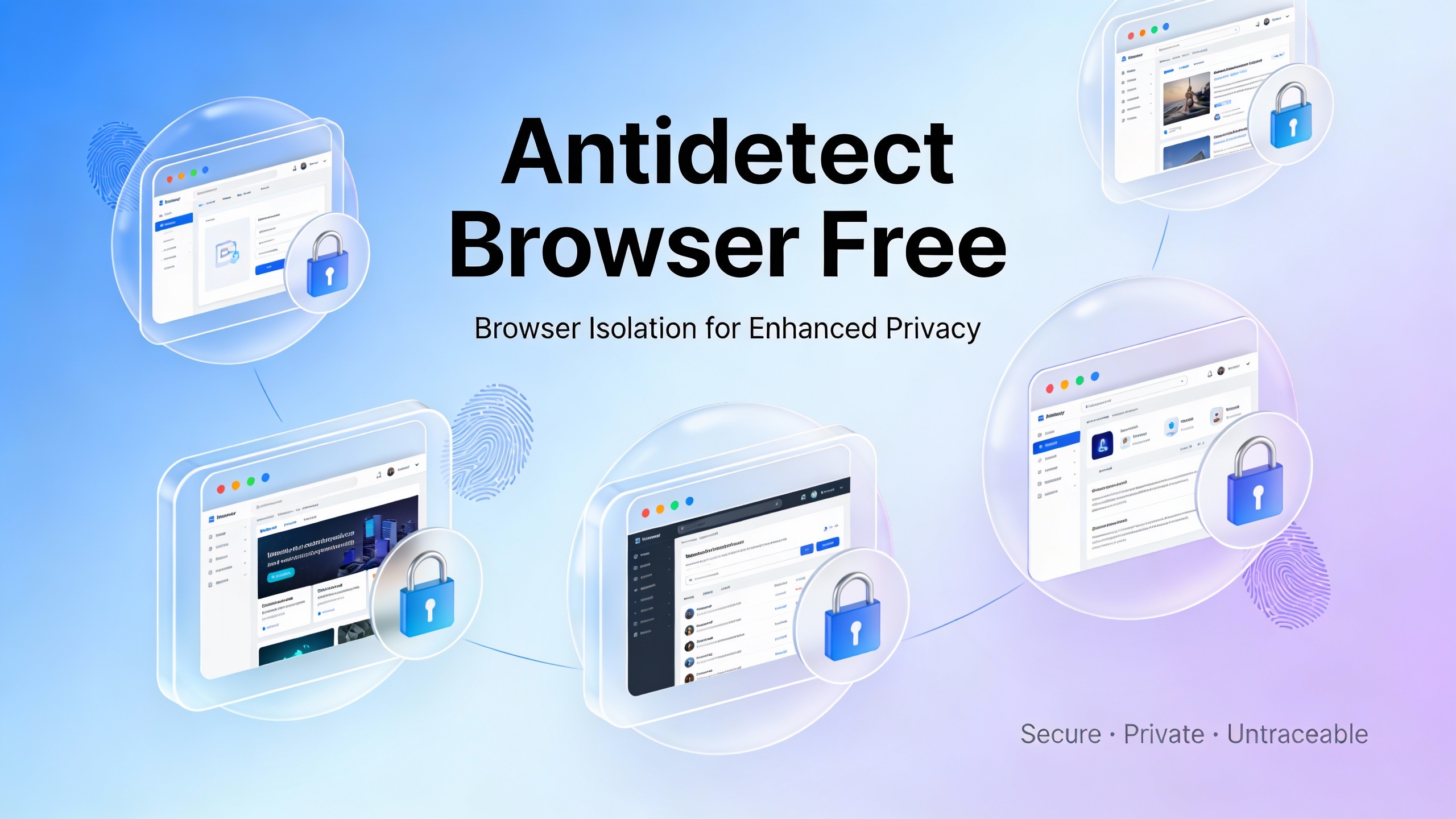 Modern tech illustration showing browser isolation concept for Antidetect Browser Free.
        Mult