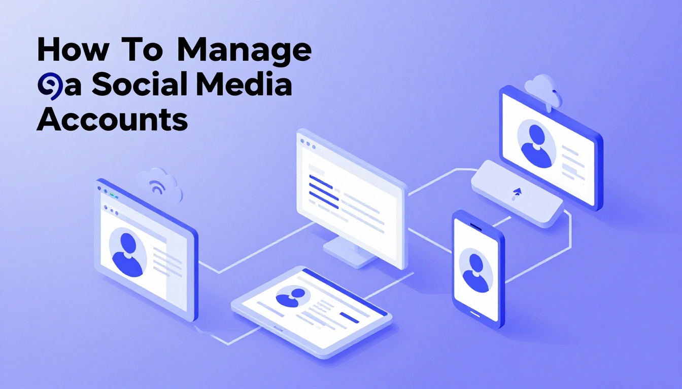 Isometric illustration of multi-account management with How To Manage Multiple Social Media Accounts