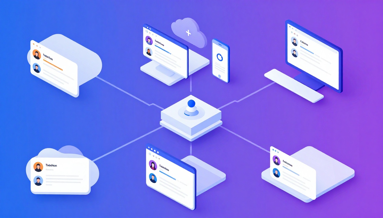 Isometric illustration of multi-account management with How To Manage Multiple Tiktok Accounts.