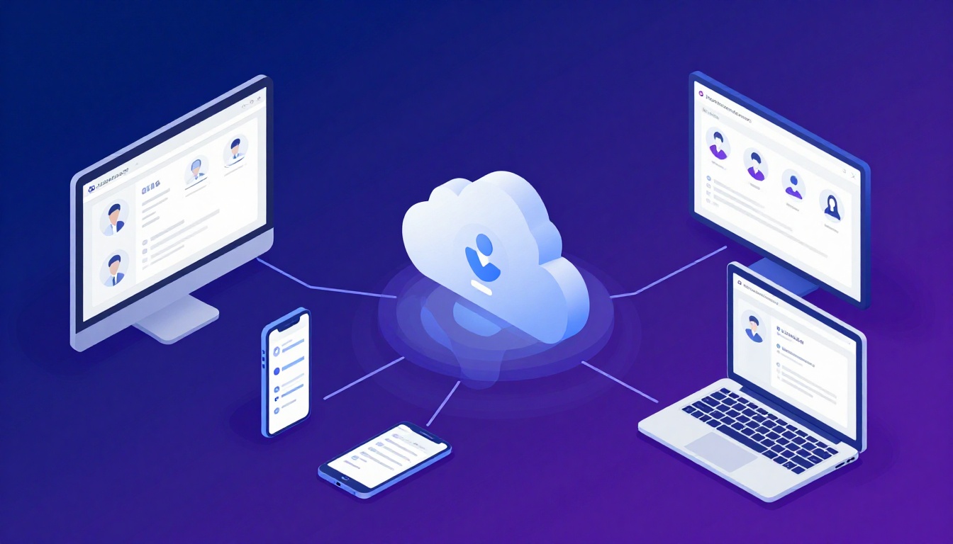 Isometric illustration of multi-account management with Multiple Account Manager.
Multiple u