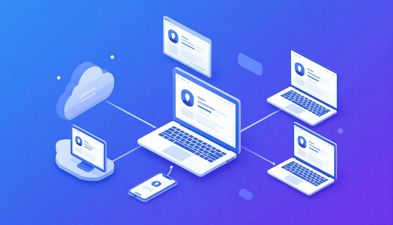 Isometric illustration of multi-account management with Reddit Multi Account.
        Multiple user 