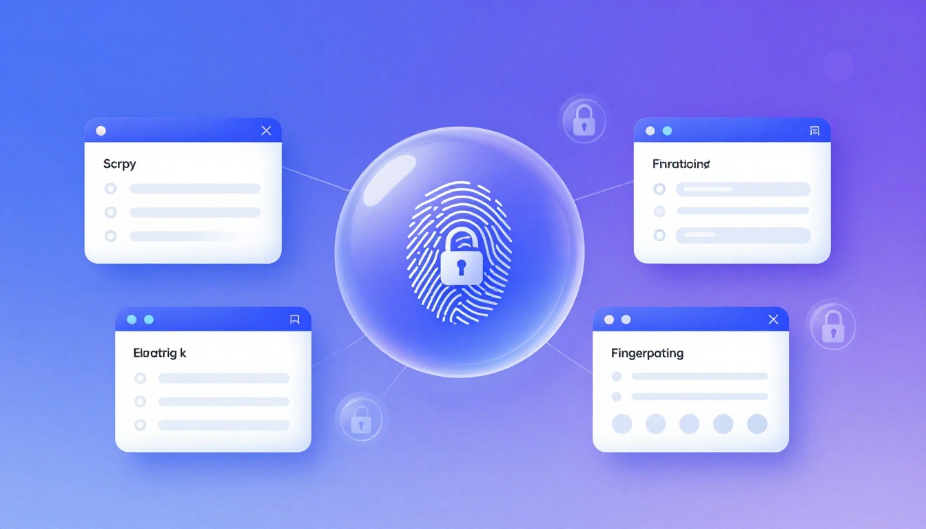 Modern tech illustration showing browser isolation concept for Scrapy Fingerprinting.
Multip