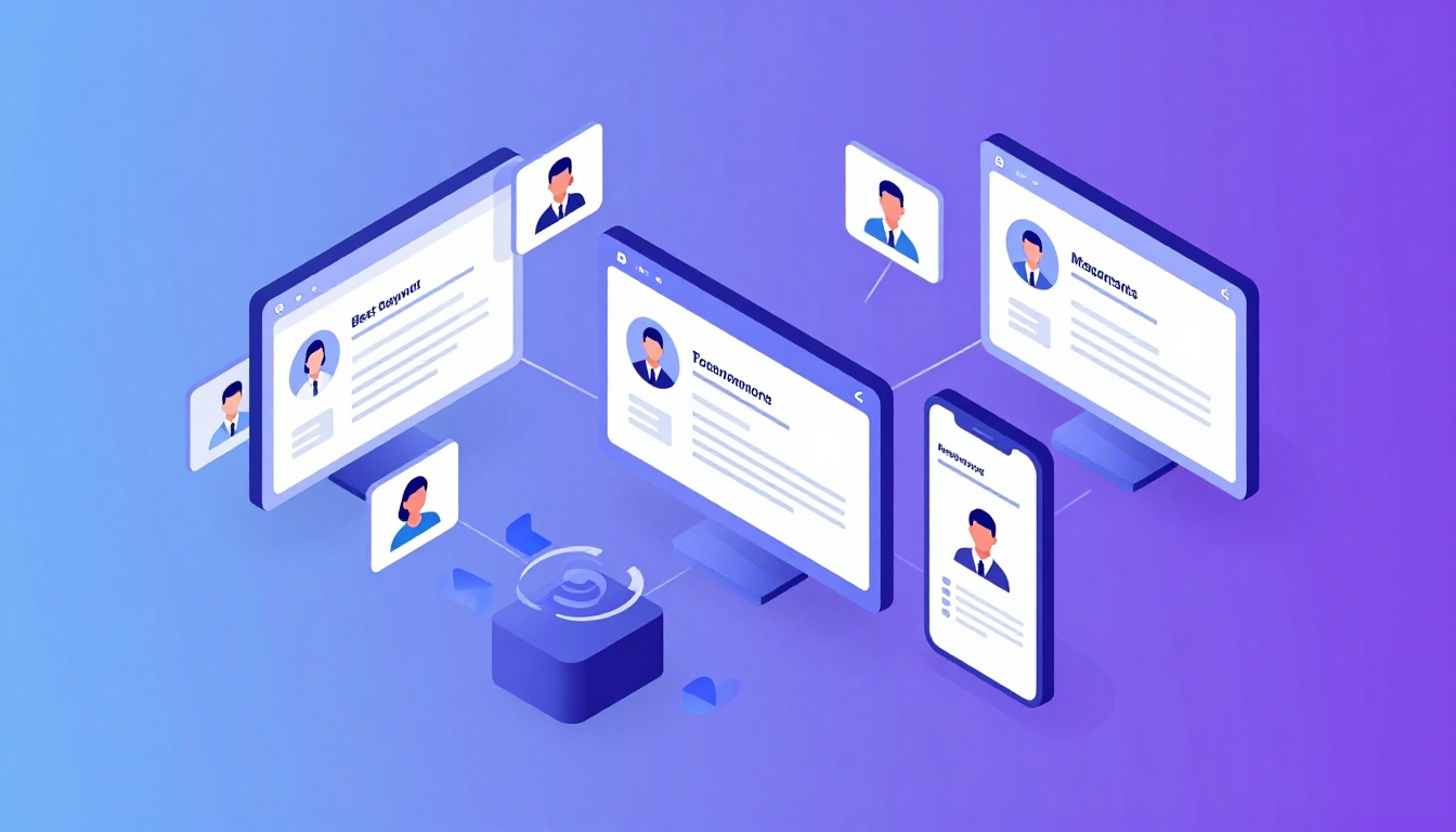 Isometric illustration of multi-account management with Best Payroll Software For Accountants Managi