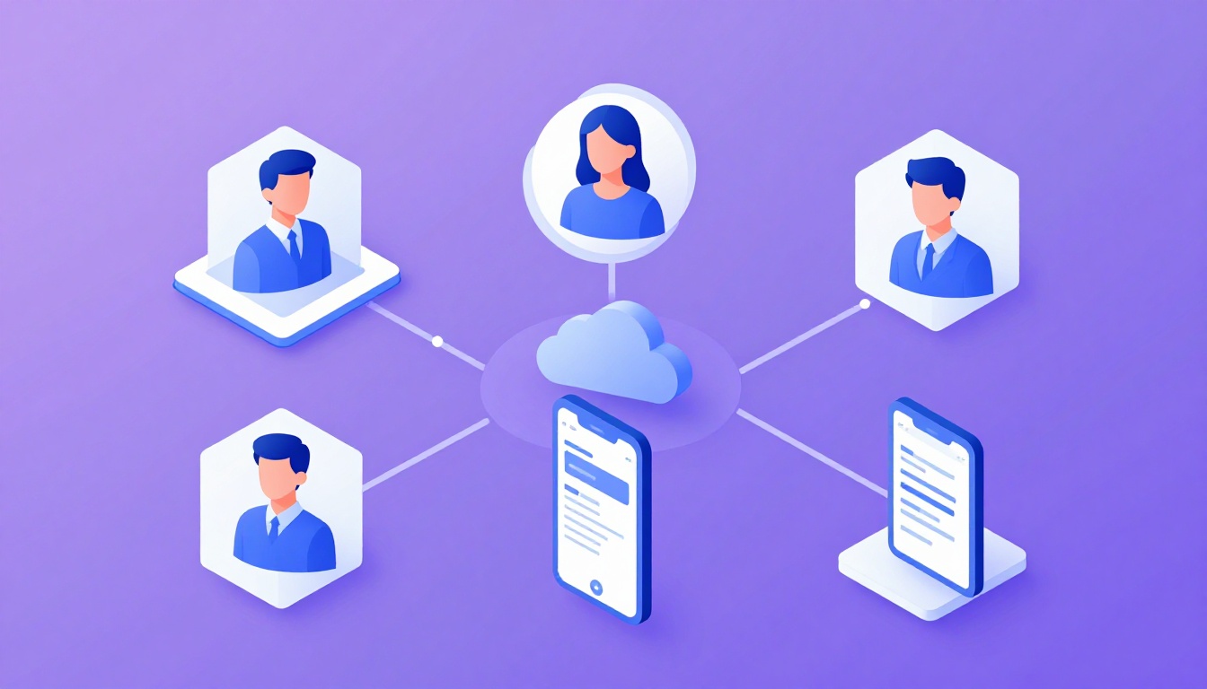 Isometric illustration of multi-account management with Fidelity Multiple Cash Management Accounts.
