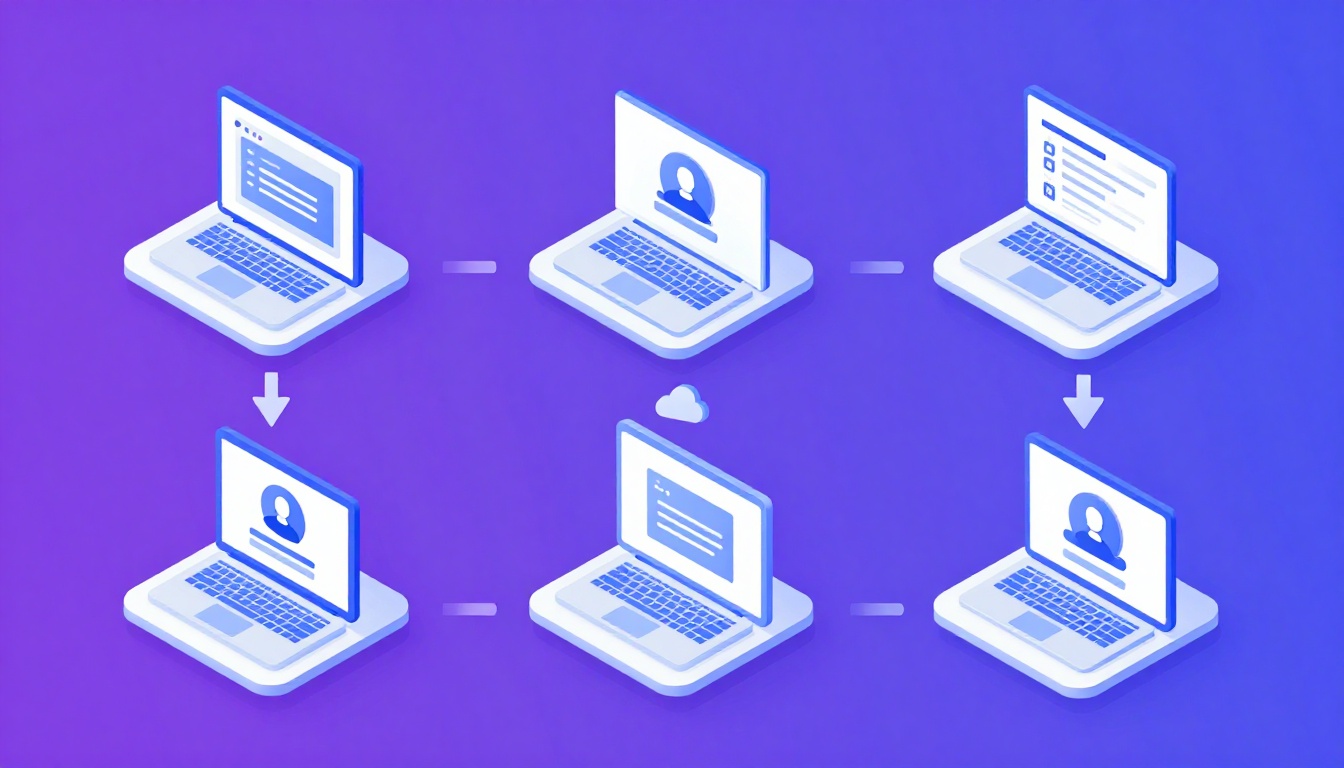 Isometric illustration of multi-account management with How Do Universities Manage Multiple Accounts