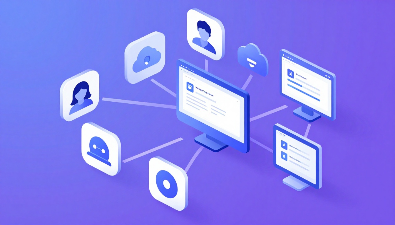 Isometric illustration of multi-account management with Manage Multiple Ig Accounts.
        Multipl