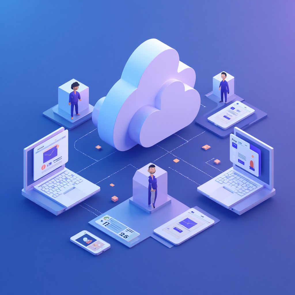 Isometric illustration of multi-account management with Manage Multiple Paypal Accounts.
        Mul