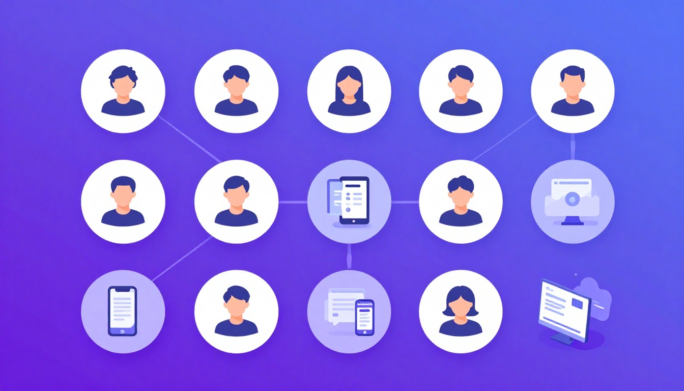 Isometric illustration of multi-account management with Manage Multiple Pinterest Accounts.