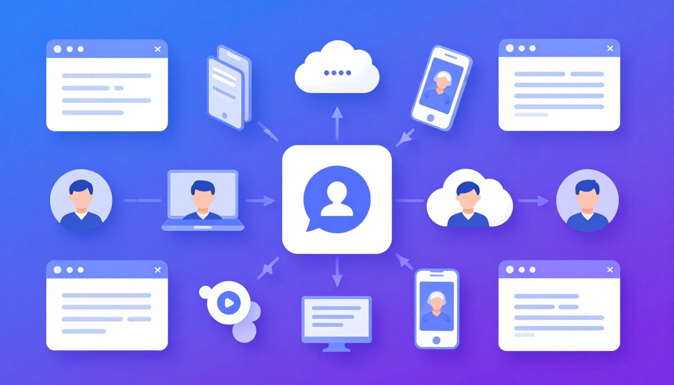 Isometric illustration of multi-account management with Managing Multiple Onlyfans Accounts.
       