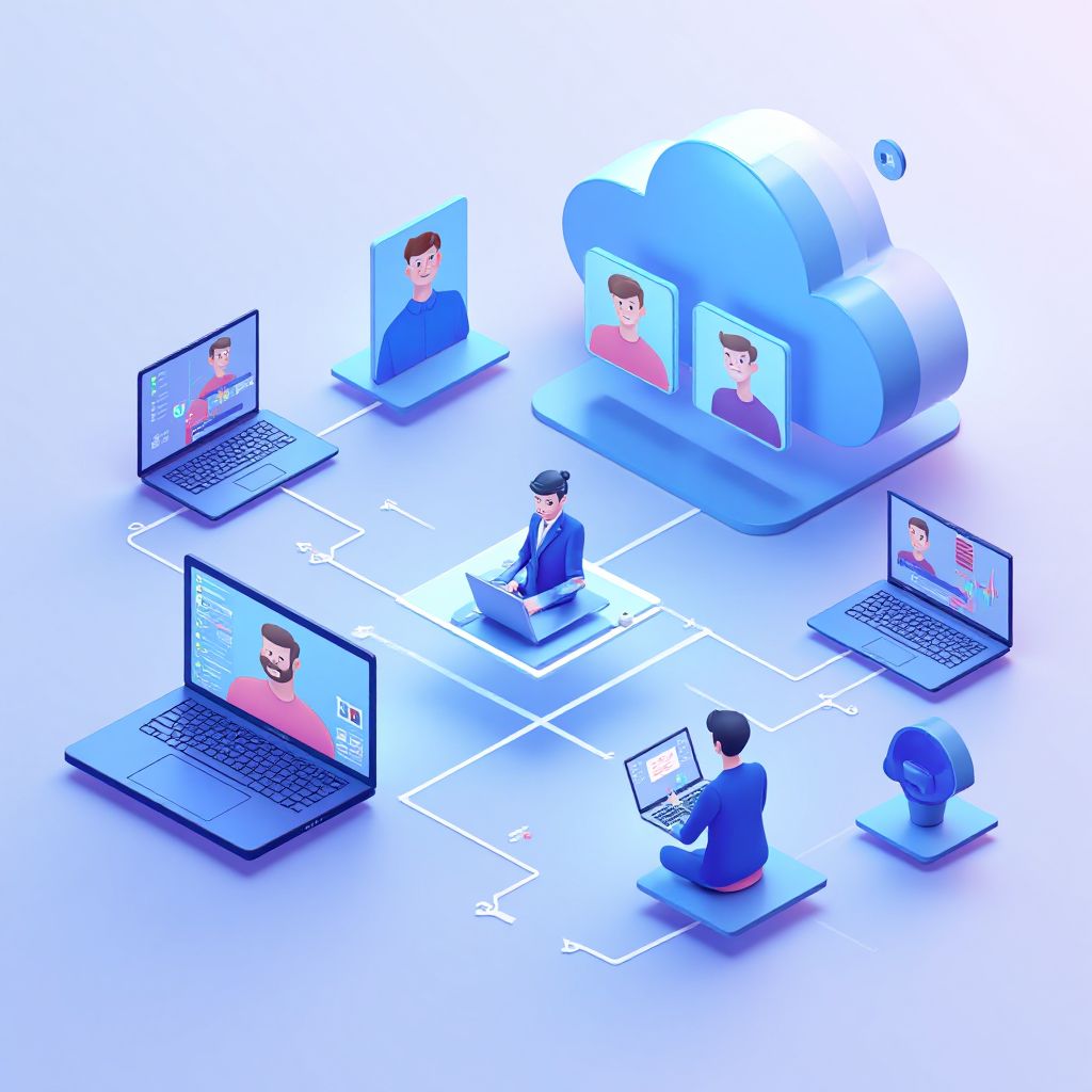 Isometric illustration of multi-account management with Best App For Managing Multiple Accounts 2025