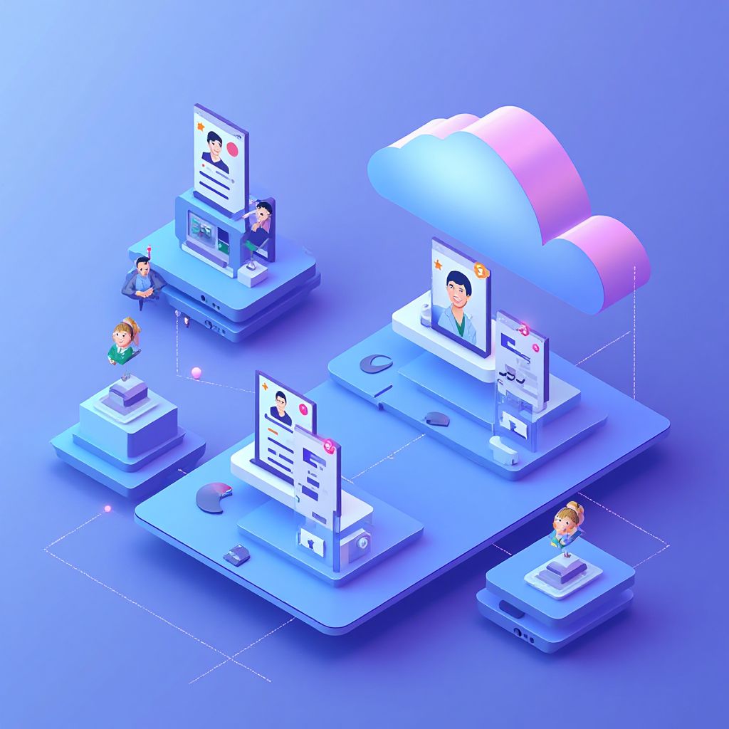 Isometric illustration of multi-account management with Best Banking Apps For Managing Multiple Acco
