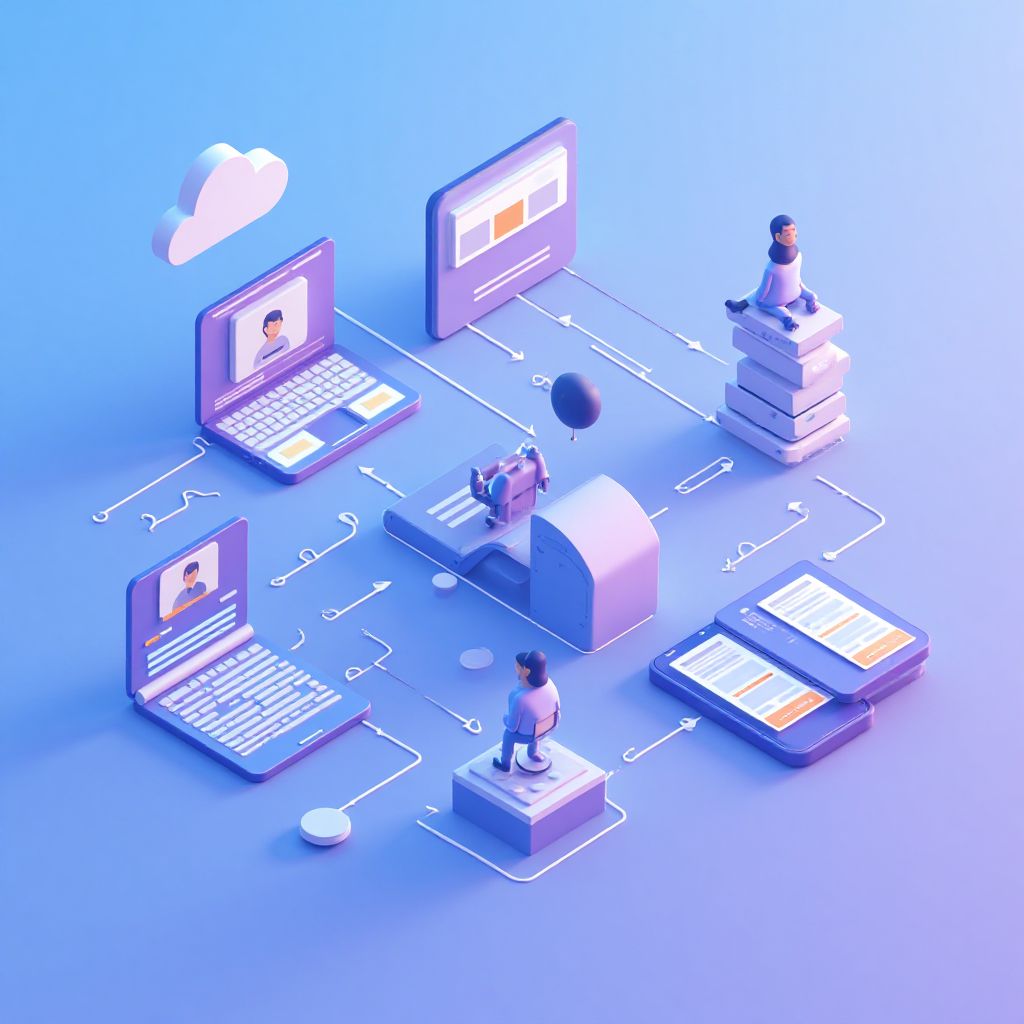Isometric illustration of multi-account management with Best Money Manager App For Multiple Account