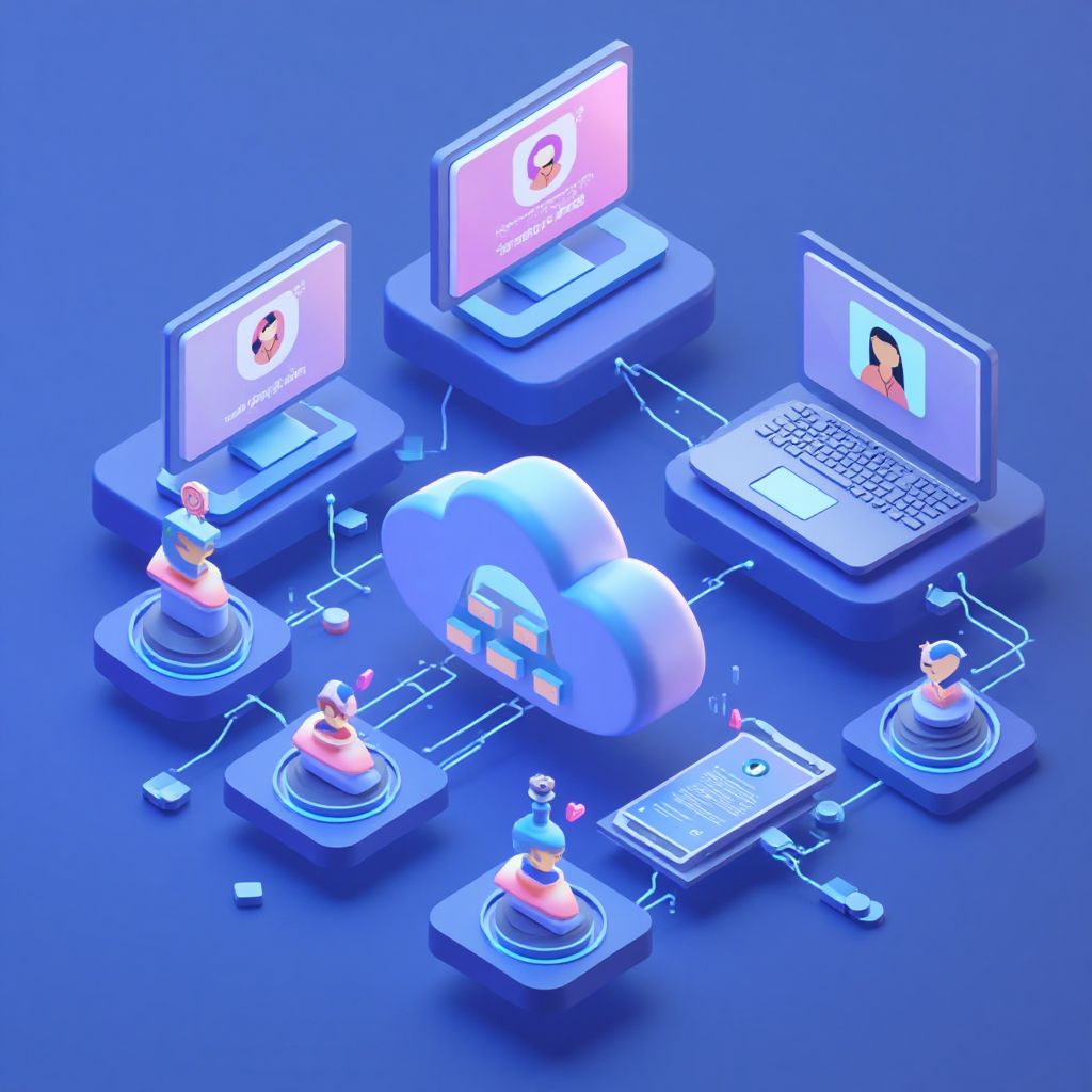 Isometric illustration of multi-account management with Git Credential Manager Multiple Accounts.
  