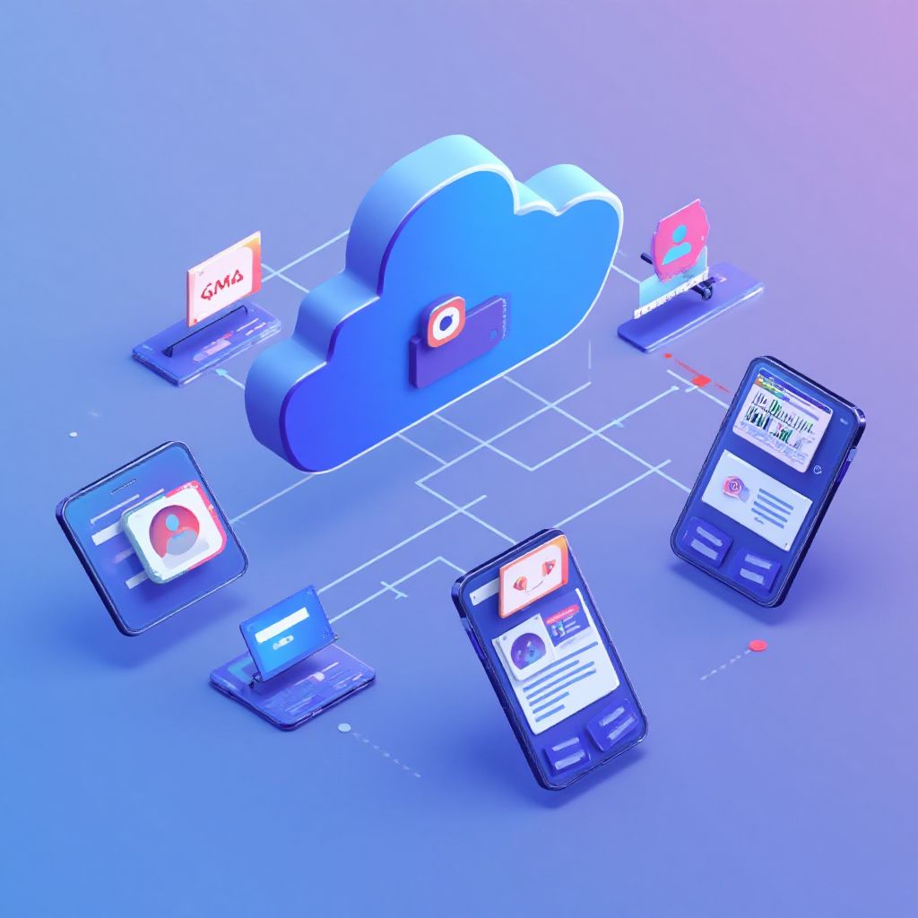 Isometric illustration of multi-account management with How Do I Manage Multiple Gmail Accounts.