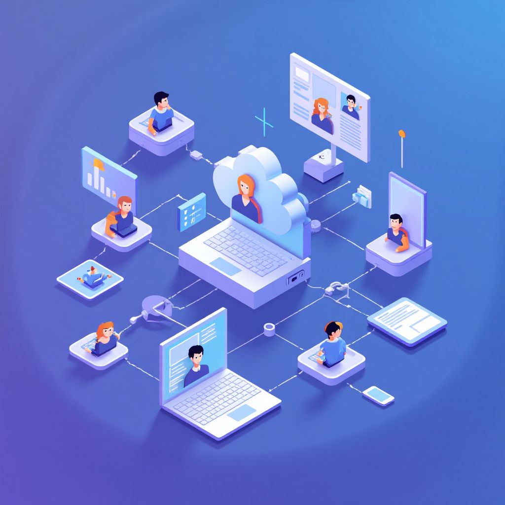 Isometric illustration of multi-account management with How To Manage Multiple Instagram Business Ac