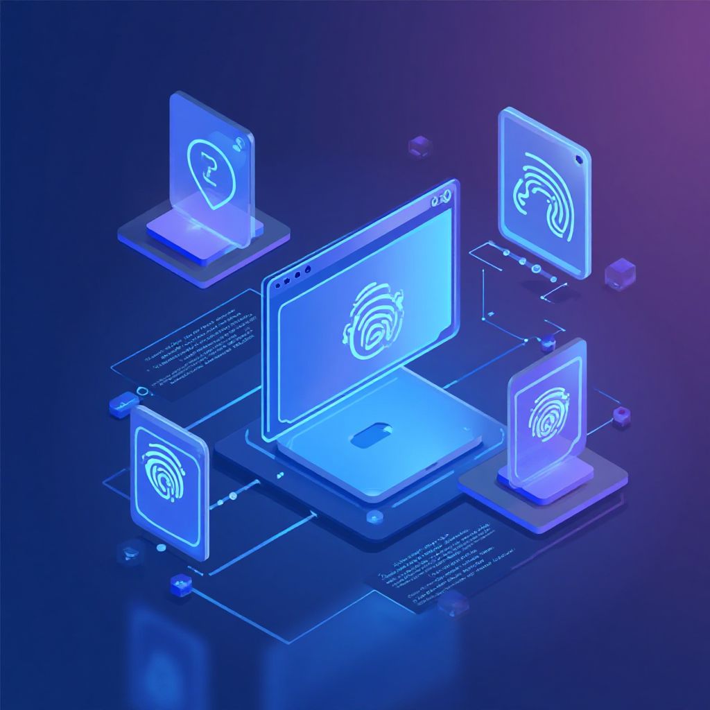 Modern tech illustration showing browser isolation concept for Adspower Antidetect Browser.
        