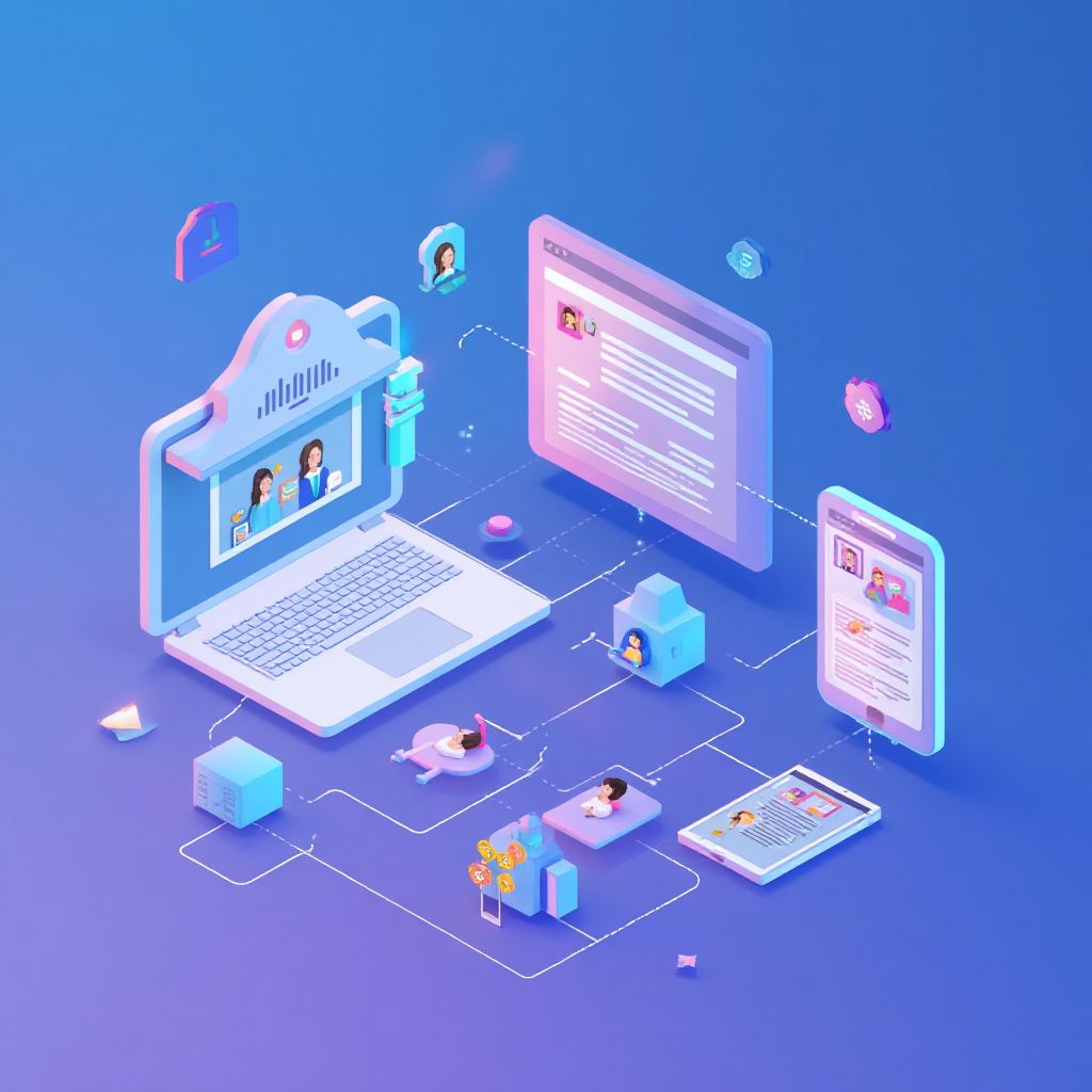 Isometric illustration of multi-account management with Best Banking Services For Managing Multiple 