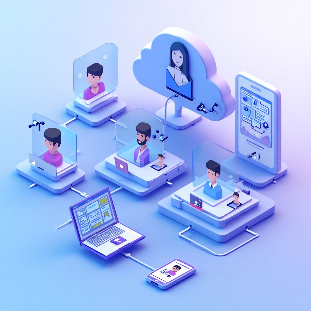 Isometric illustration of multi-account management with Best Chart Of Accounts For Managing Multiple