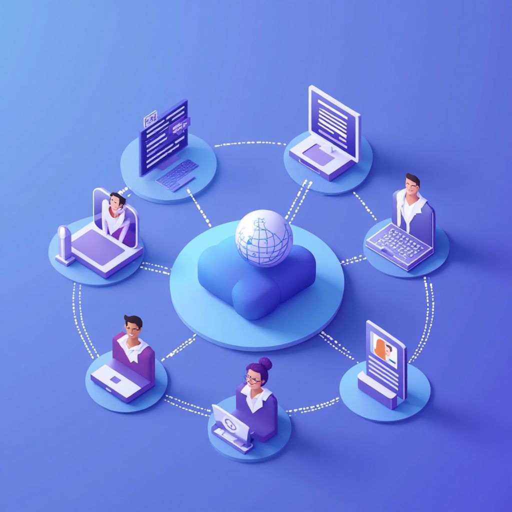 Isometric illustration of multi-account management with Business Travel Ride Management Multiple Rid