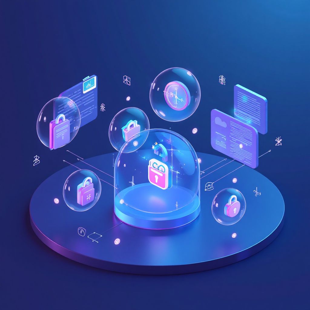 Modern tech illustration showing browser isolation concept for Forcepoint Remote Browser Isolation F