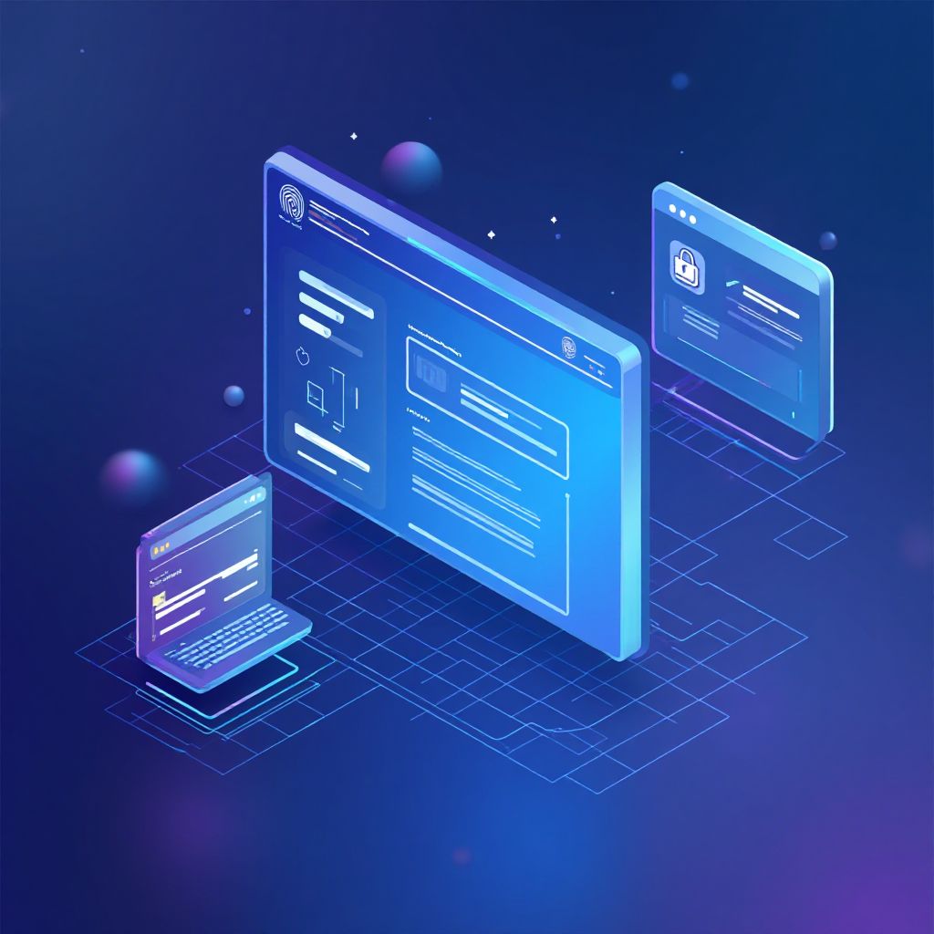 Modern tech illustration showing browser isolation concept for Vision Browser Antidetect Review.
   
